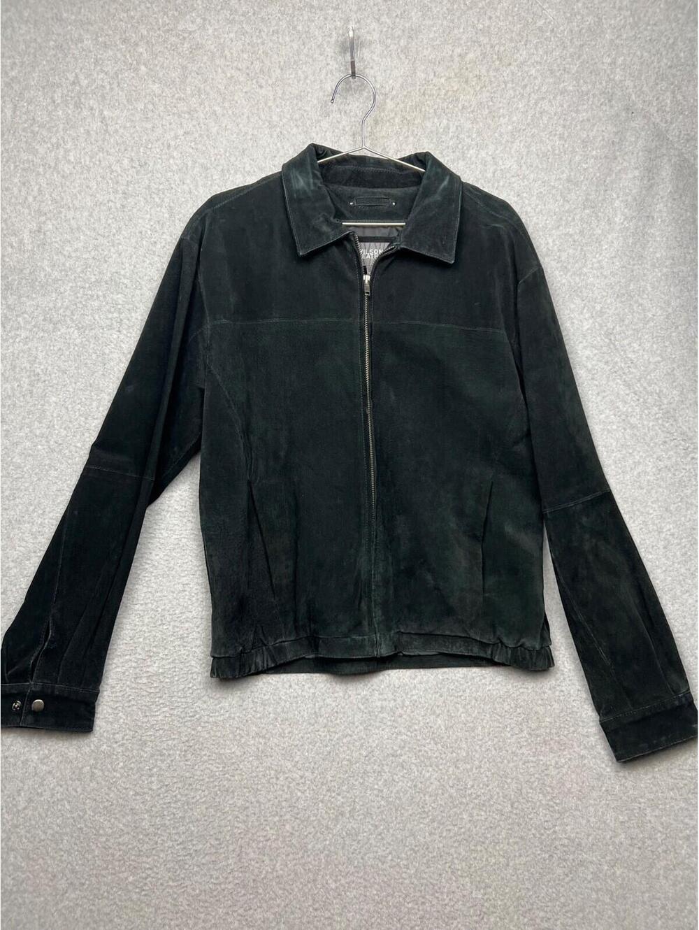 Wilsons Leather Suede Black Bomber Jacket Full Zip Lined Mens Size M Western